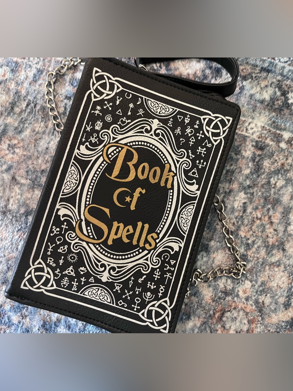 Black "Book of Spells" Chain Crossbody Bag
